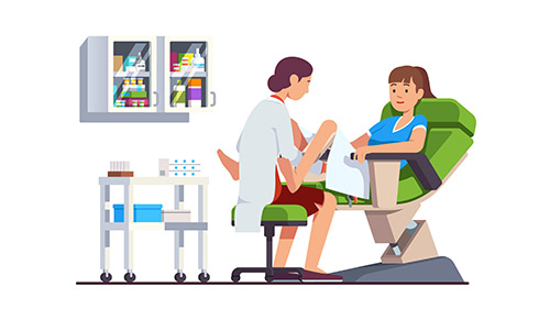gynecologist examining a woman's vaginal area in clinic 