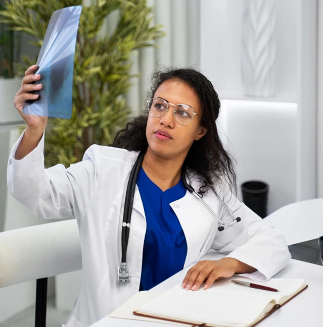 Medical professional offering reassurance